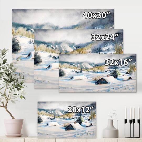 Designart - Mountain Village In Winter